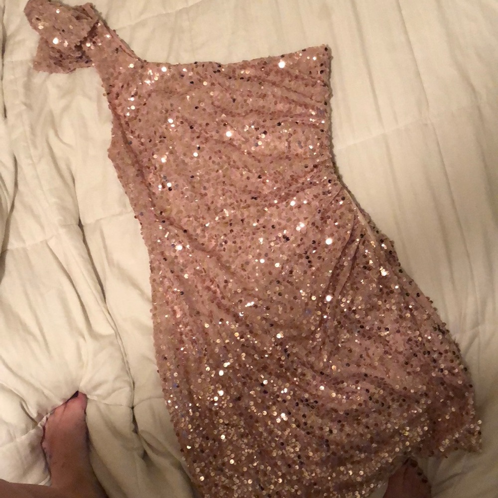Pink sequined cocktail dress